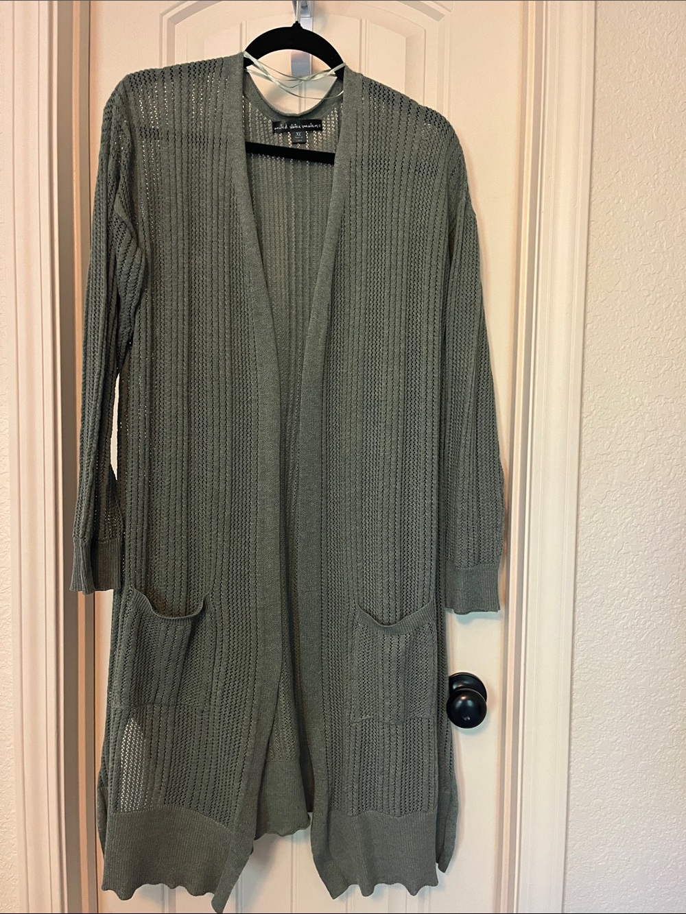 united states sweaters Olive Green Open-Front Ribbed Cardigan